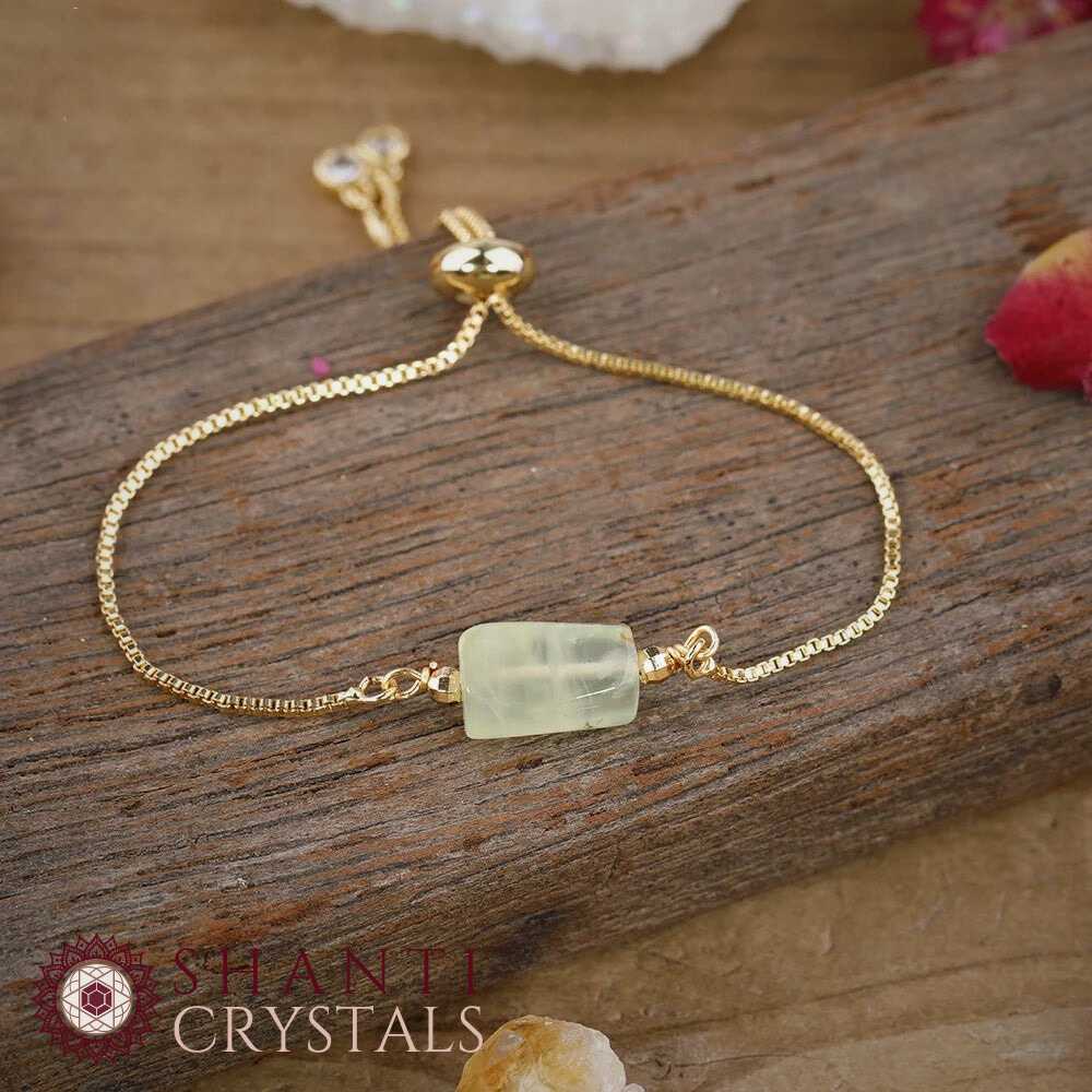 Dainty Gemstone Nugget Bracelets | Prehnite