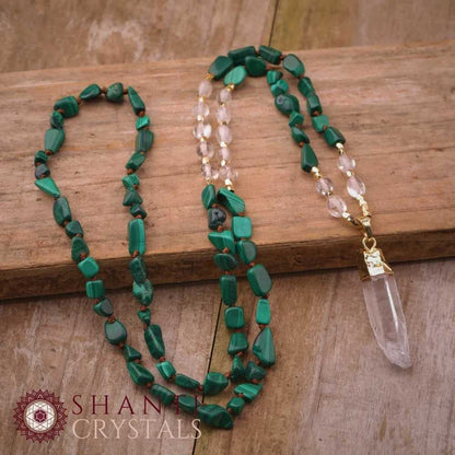 108 Beaded Quartz Shard Malas | Malachite