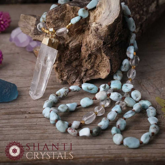 108 Beaded Quartz Shard Malas | Larimar