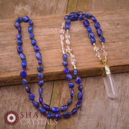 108 Beaded Quartz Shard Malas | Lapis Lazuli