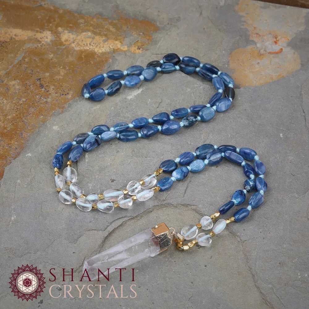 108 Beaded Quartz Shard Malas | Blue Kyanite