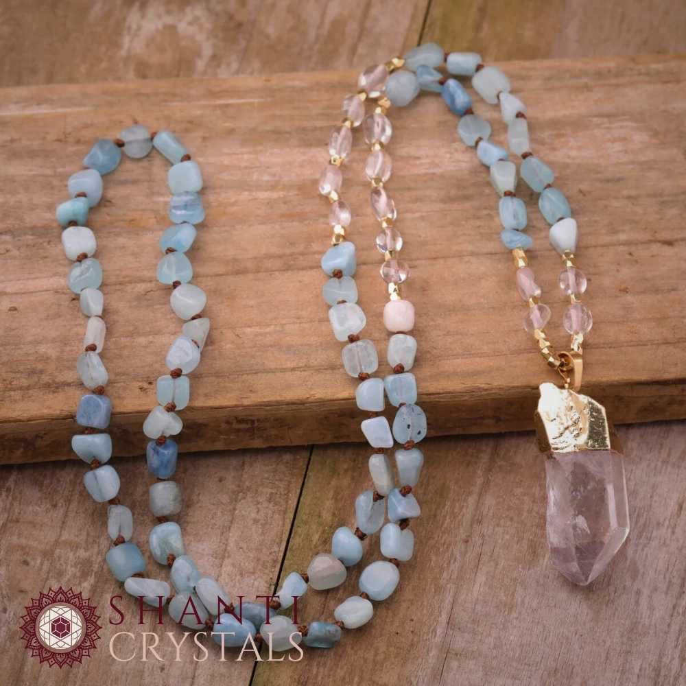 108 Beaded Quartz Shard Malas | Aquamarine