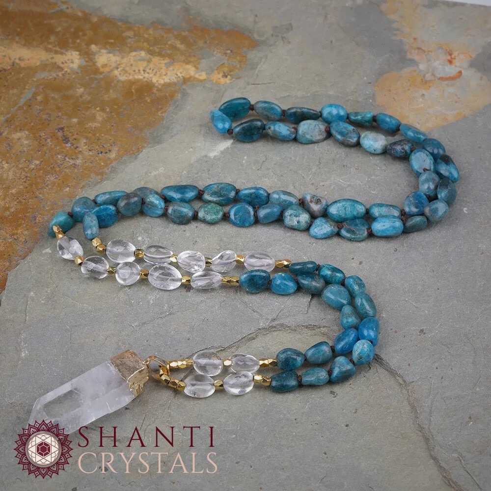 108 Beaded Quartz Shard Malas | Apatite