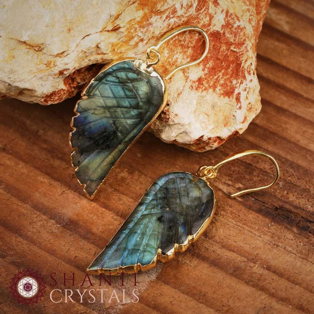 Gold Angel Wings Earrings | Amethyst