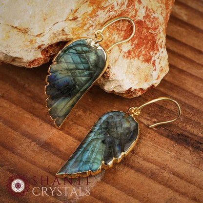 Gold Angel Wings Earrings | Amethyst