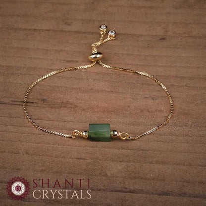 Dainty Gemstone Nugget Bracelets | Green Jade