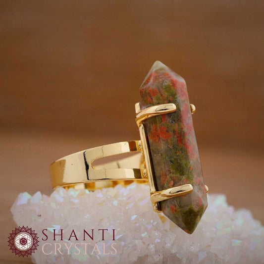 Chunky Crystal Pendant Rings | Unakite