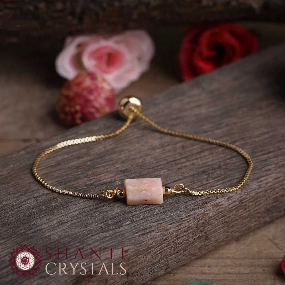 Dainty Gemstone Nugget Bracelets | Pink Opal