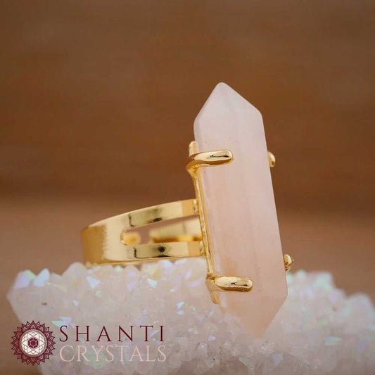 Chunky Crystal Pendant Rings | Rose Quartz