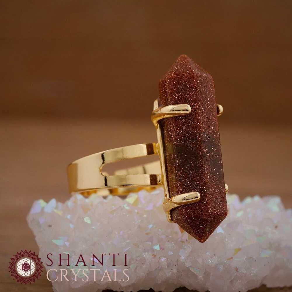 Chunky Crystal Pendant Rings | Red Goldstone