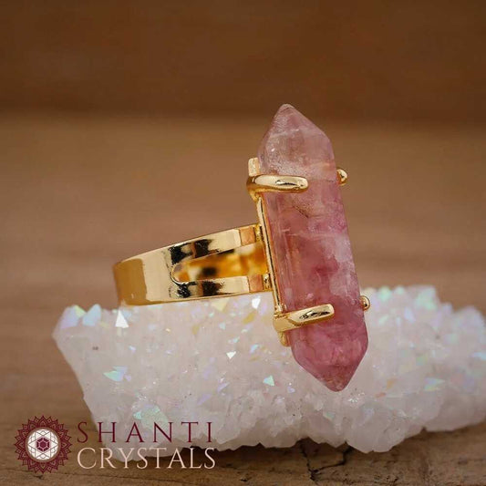 Chunky Crystal Pendant Rings | Pink Fluorite