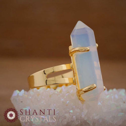 Chunky Crystal Pendant Rings | Opalite