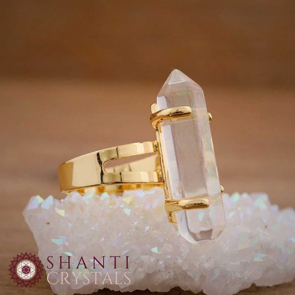 Chunky Crystal Pendant Rings | Clear Quartz