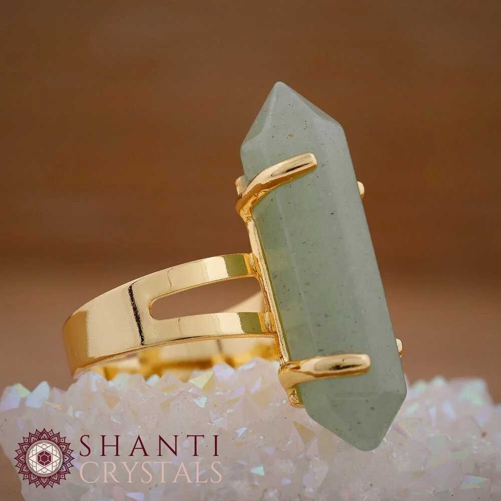 Chunky Crystal Pendant Rings | Aventurine