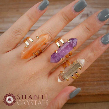 Chunky Crystal Pendant Rings | Angel Aura Quartz