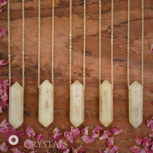 Chunky Crystal Pendant Necklaces | Yellow Jade