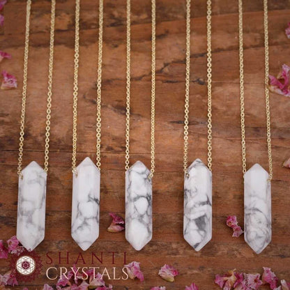 Chunky Crystal Pendant Necklaces | White Turquoise