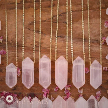 Chunky Crystal Pendant Necklaces | Rose Quartz