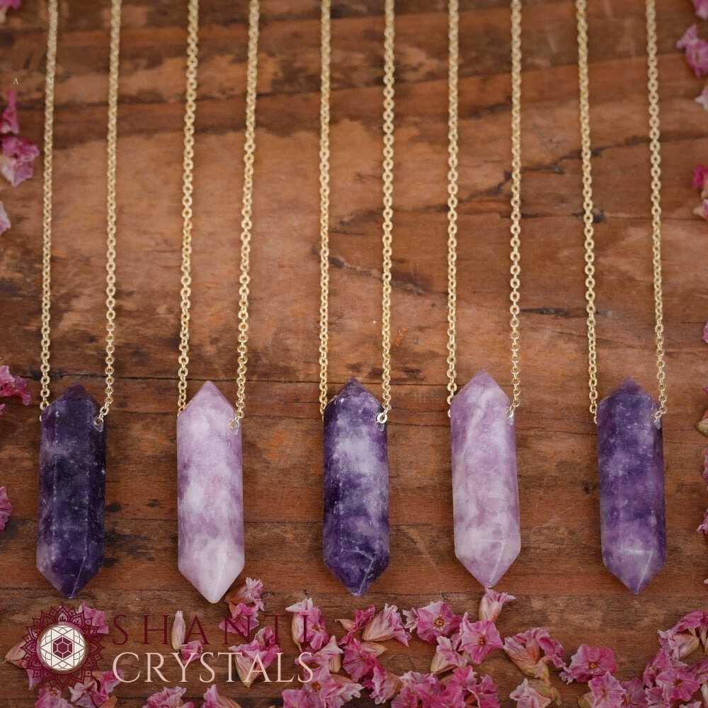 Chunky Crystal Pendant Necklaces | Purple Jade