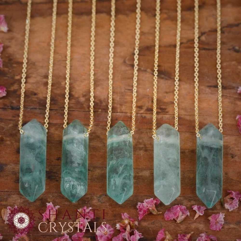 Chunky Crystal Pendant Necklaces | Green Fluorite