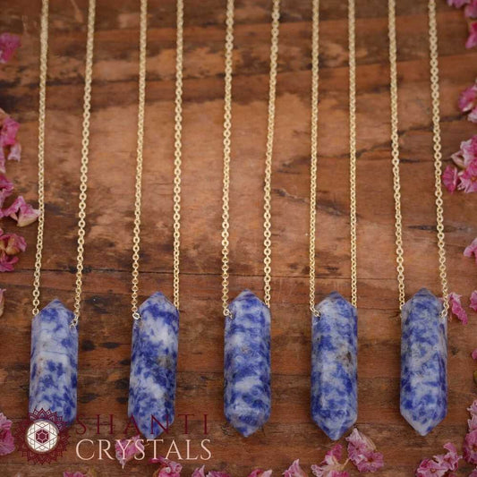 Chunky Crystal Pendant Necklaces | Denim Lapis