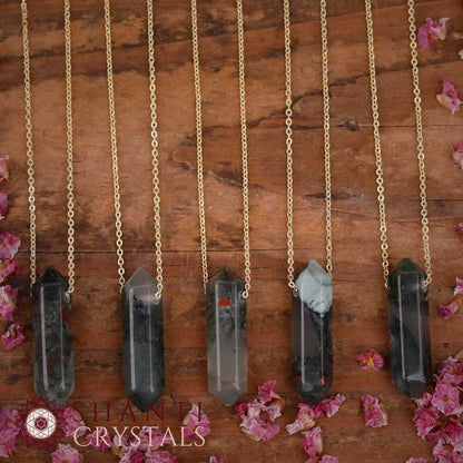 Chunky Crystal Pendant Necklaces | African Bloodstone