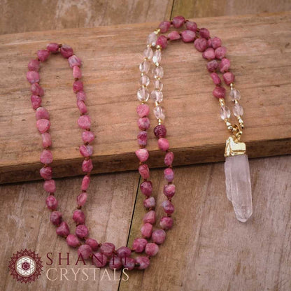 108 Beaded Quartz Shard Malas | Rhodochrosite