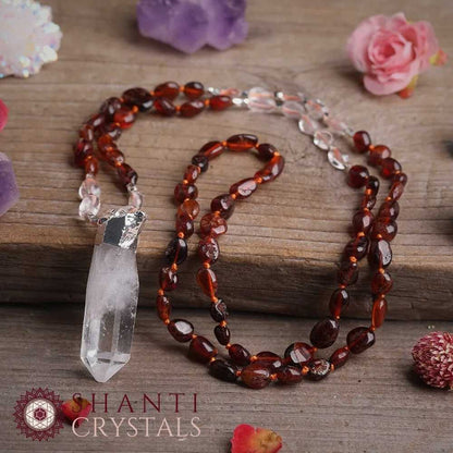 108 Beaded Quartz Shard Malas | Red Garnet