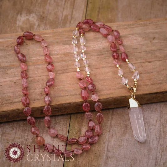 108 Beaded Quartz Shard Malas | Pink Fluorite