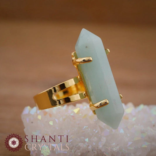 Chunky Crystal Pendant Rings | Amazonite